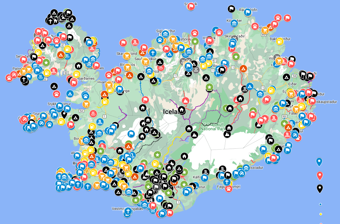 iceland map all places