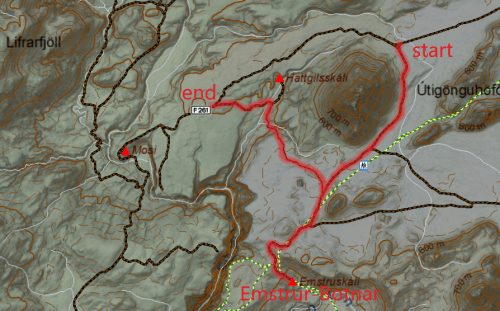 emstrur track iceland map