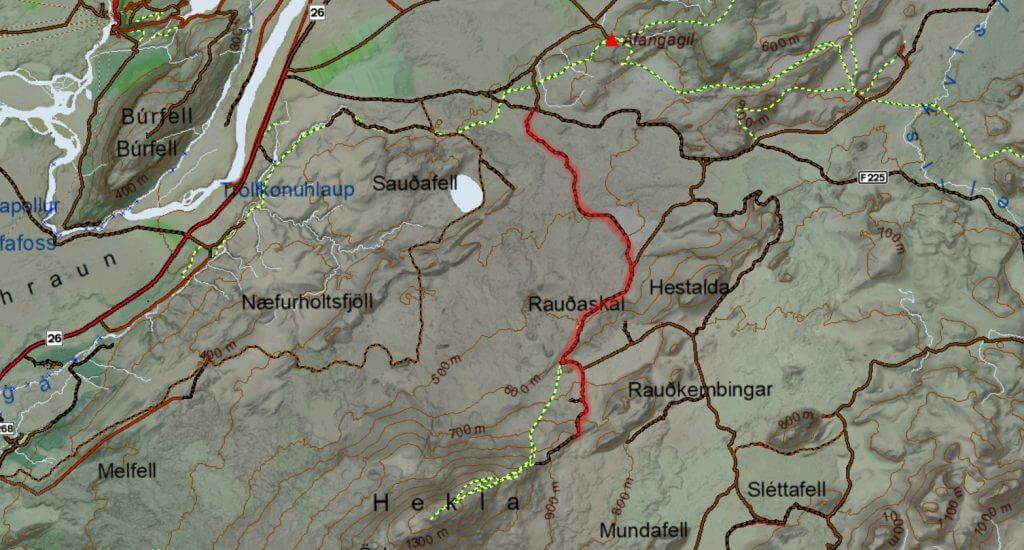 hekla track iceland map