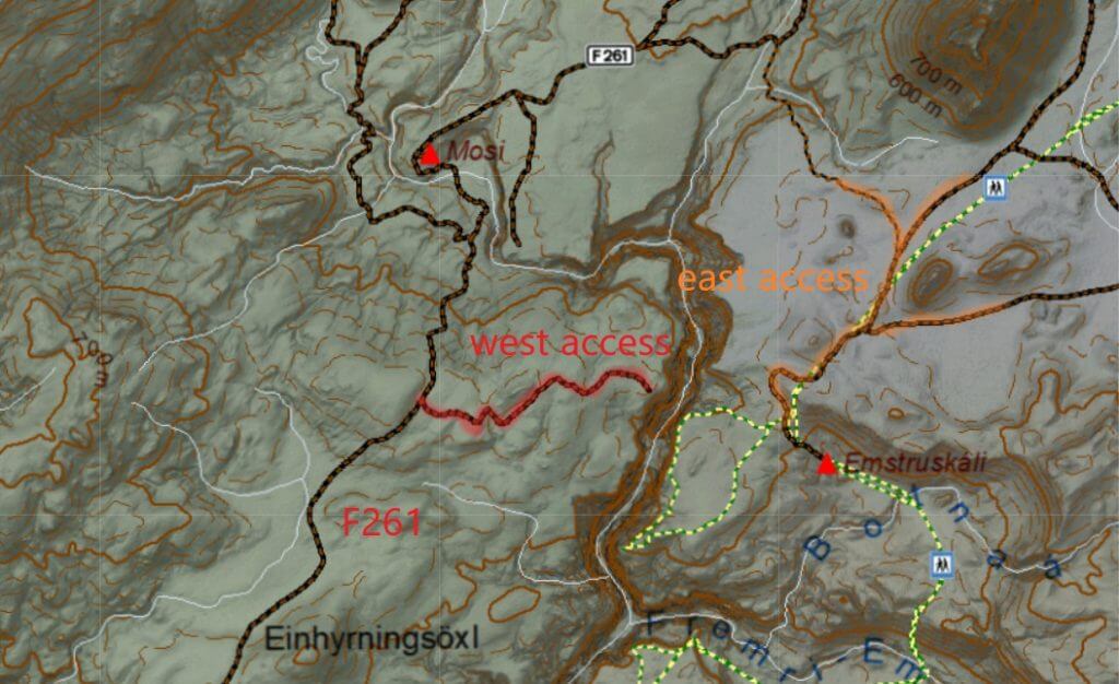 markarfljostgljufur canyon west and east access