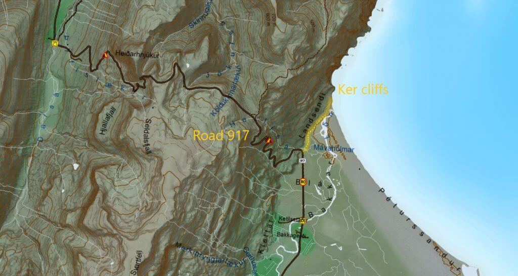 Ker hike map eastfjords