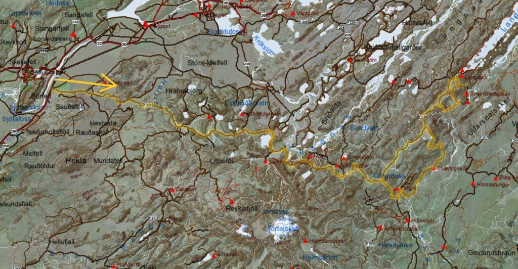 map of langisjor tracks