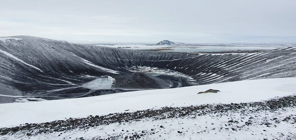 hverfjall hike in winter