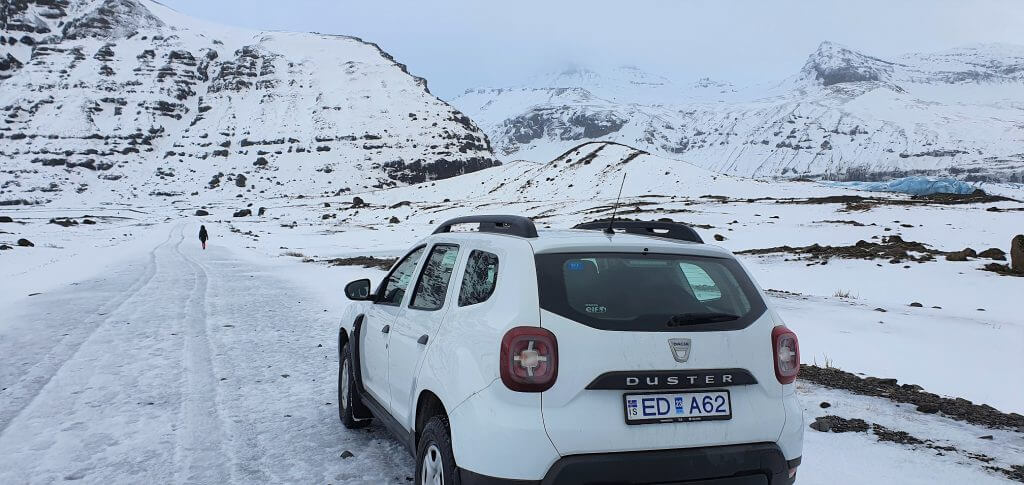road to svínafellsjökull in winter
