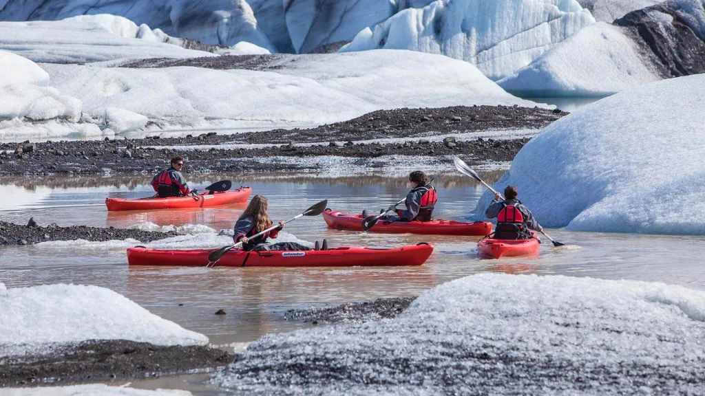 glacier lagoon kayaking tour south iceland