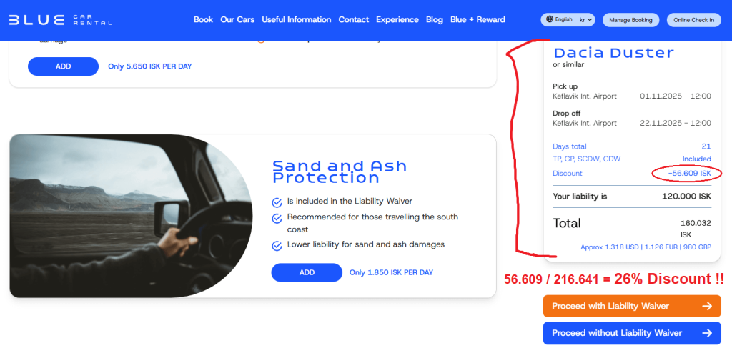 blue car discount stacking