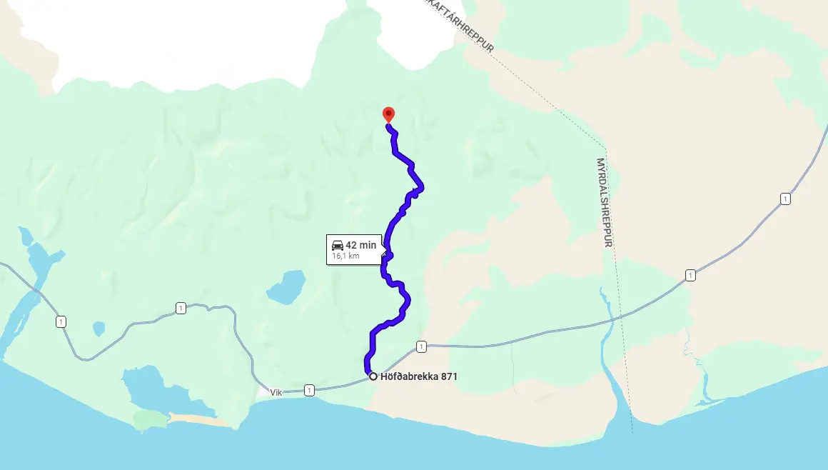 Map 214 Kerlingardalvegur Iceland