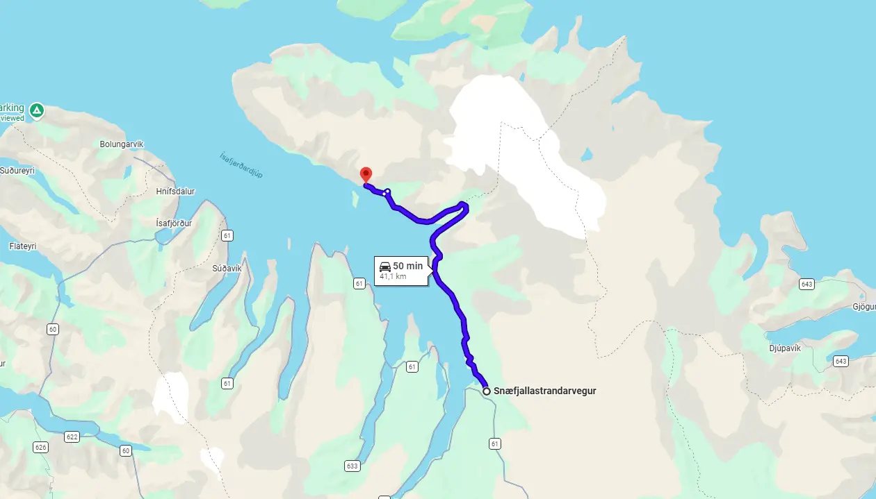 Map 635 Snaefjallastrandarvegur  Iceland