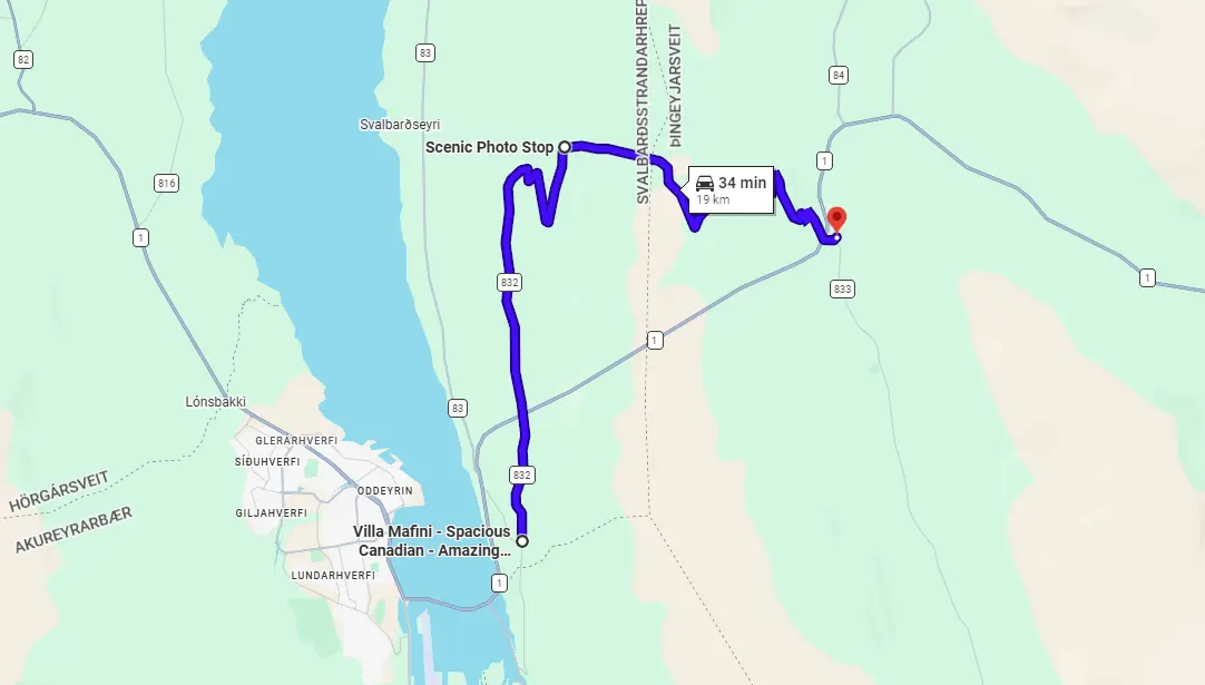 Map 832 Vadlaheidarvegur Iceland