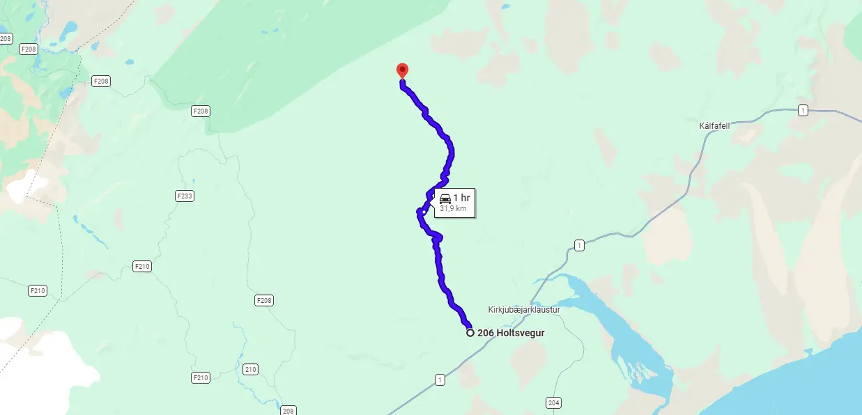 Map F206 Lakavegur Iceland