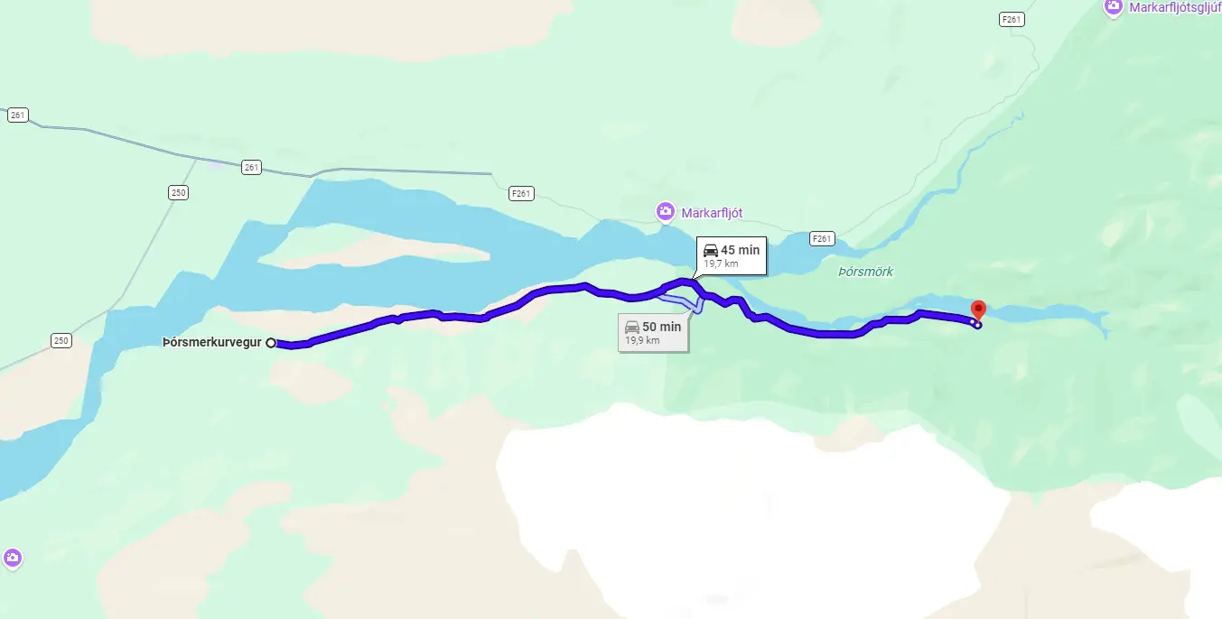 Map F249 Thorsmerkurvegur Iceland
