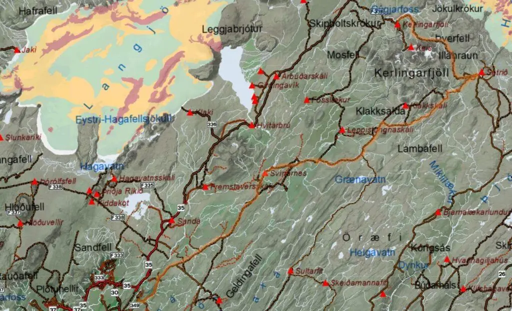 Map F349 Kerlingarfjoll old Iceland