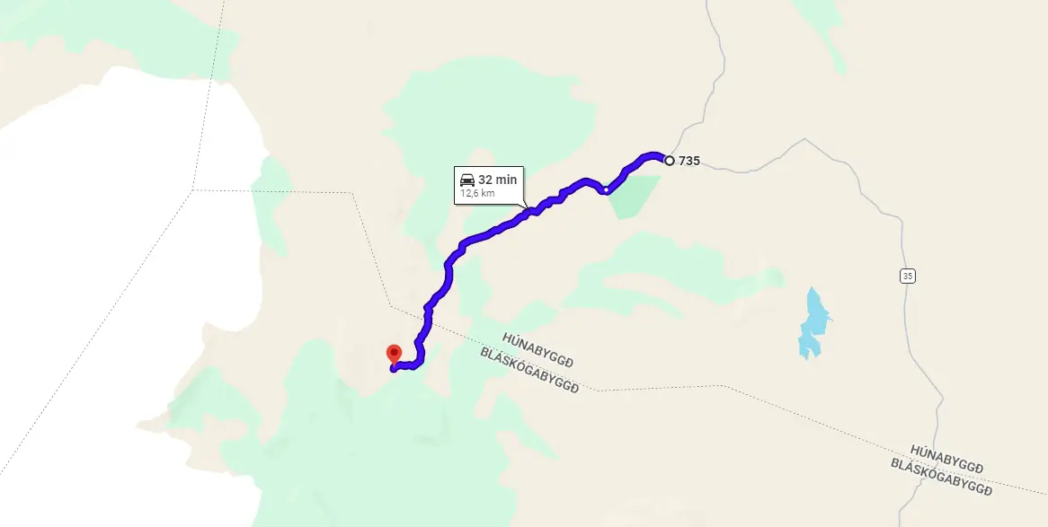 Map F735 Thjofadalavegur Iceland