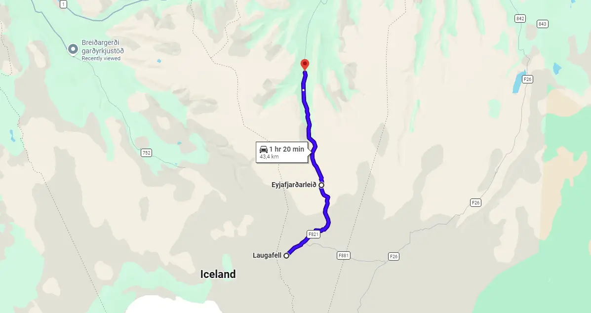 Map F821 Eyjafjardarleid Iceland
