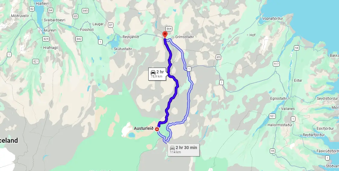 Map F88 Oskjuleid Iceland