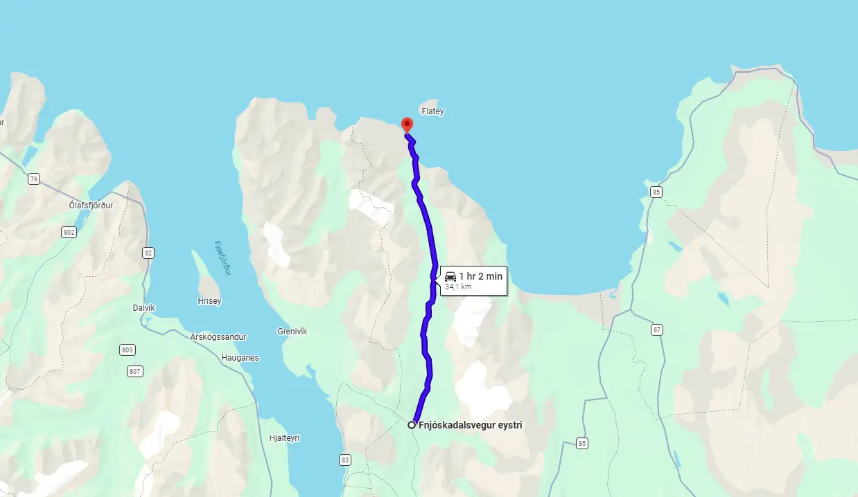 Map F899 Flateyjardalsvegur Iceland