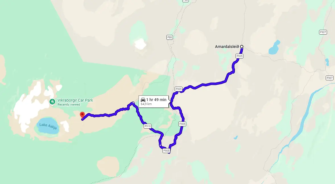 Map F910 Austurleid east Iceland