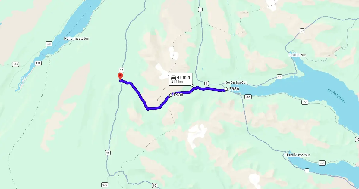 Map F936 Thordalsheidarvegur Iceland