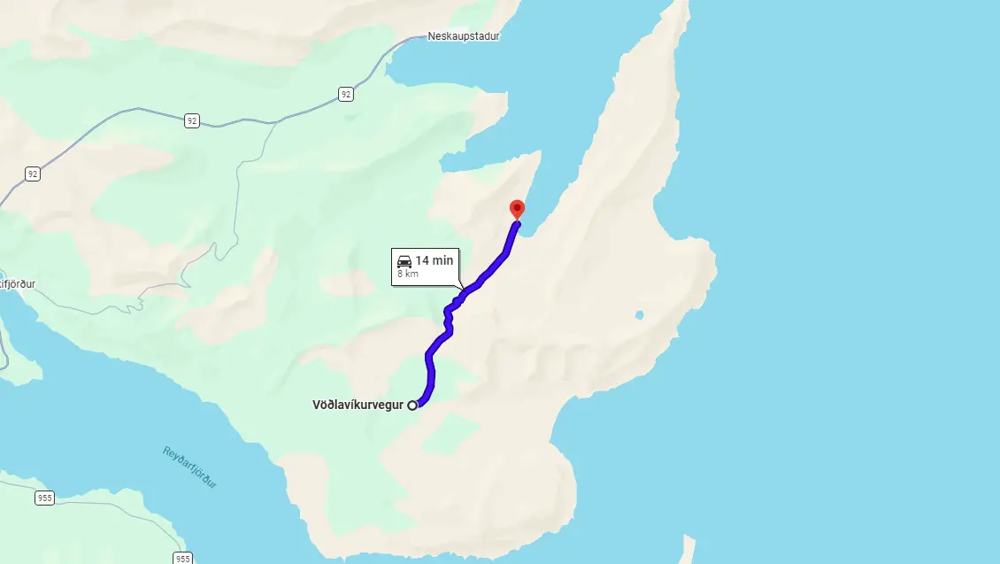 Map F959 Vidfjardarvegur Iceland