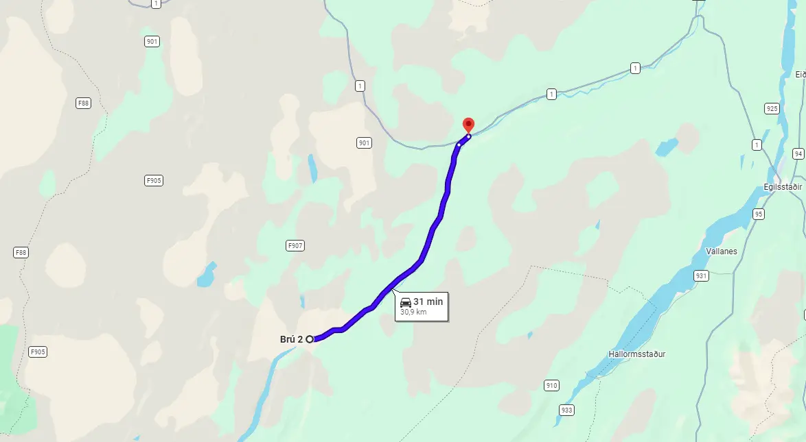 Map Jokuldalsvegur Iceland