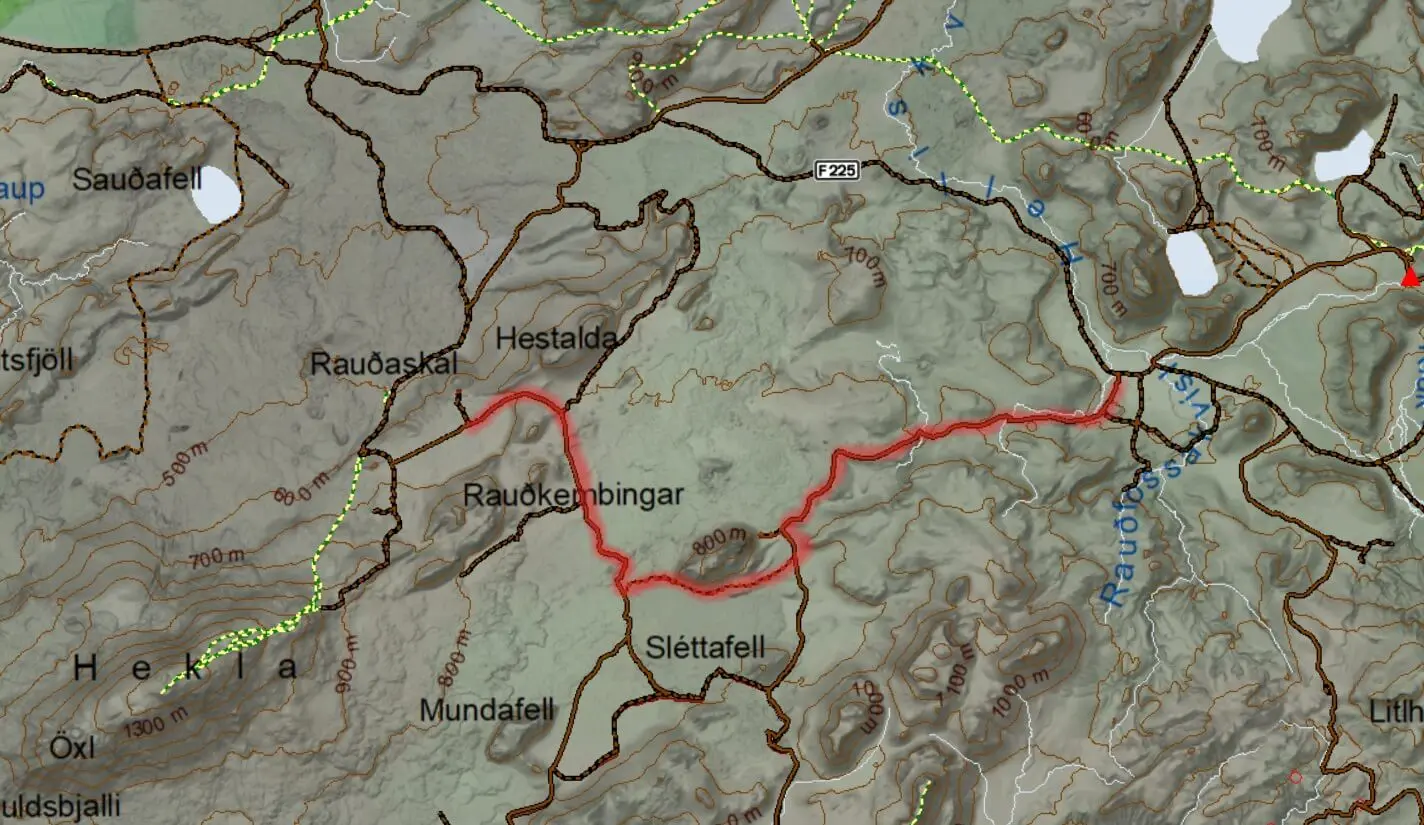 Map Krakatindur track Iceland